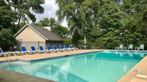 The private pool and cabana in the Amesbury Townhome Development in Shorewood, MN 55331